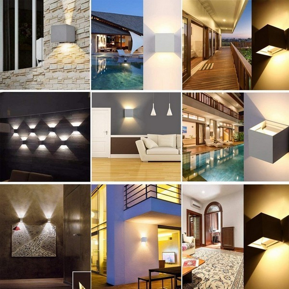 Applique Led cubo da parete 6W Doppia emissione Bianco IP65 Bianco freddo 6500K Wisdom - immagine 5