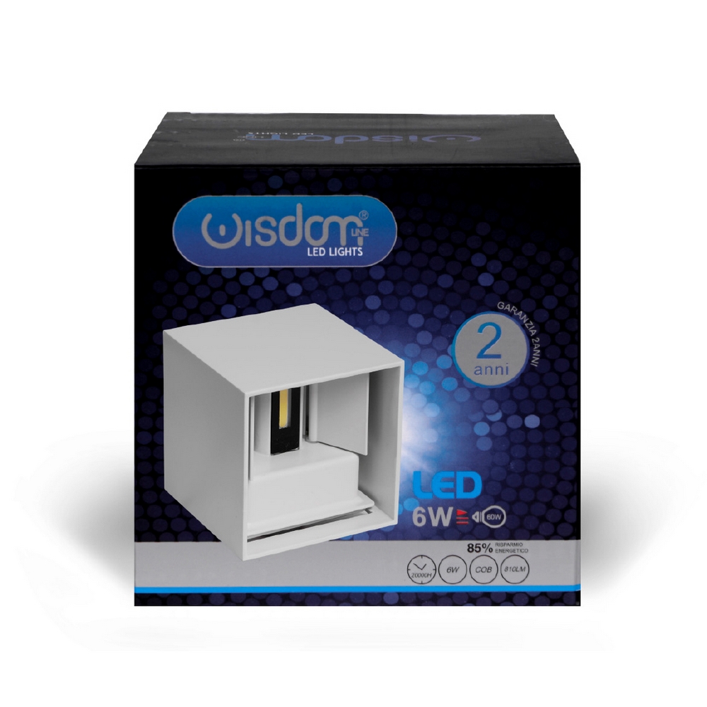 Applique Led cubo da parete 6W Doppia emissione Bianco IP65 Bianco freddo 6500K Wisdom - immagine 7