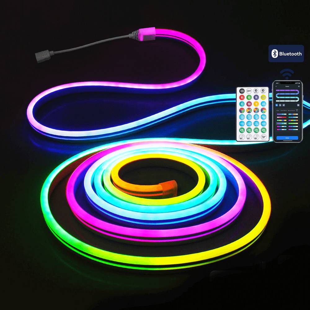 Foto principale Striscia Led Digitale Smart Neon Flex 5V 10W 3 metri IP44 RGBIC con telecomando Aigostar