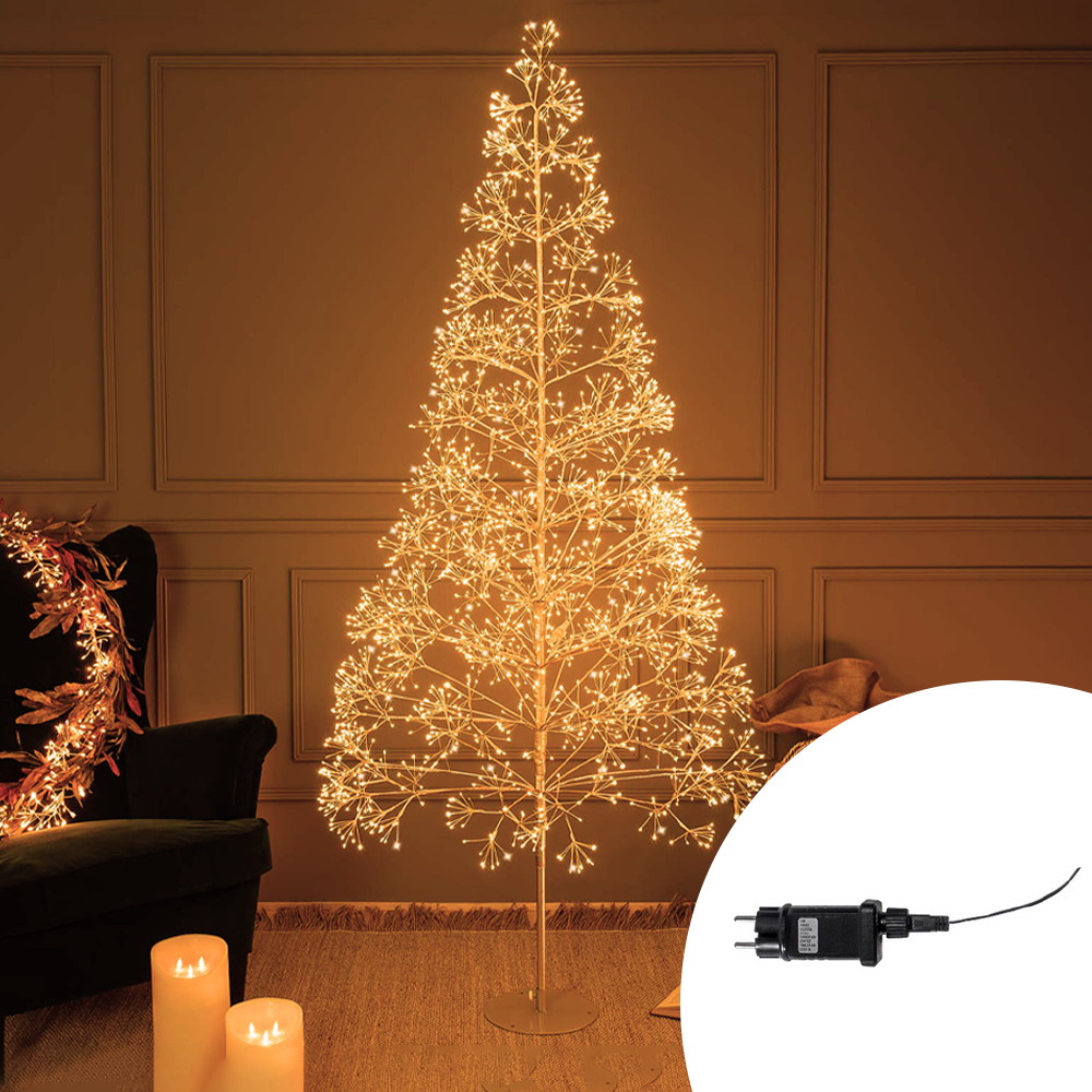 Foto principale Albero di Natale luminoso 1800 Led in filo color oro 1,80 metri Bianco caldo 3000K a luce fissa e intermittente Wisdom