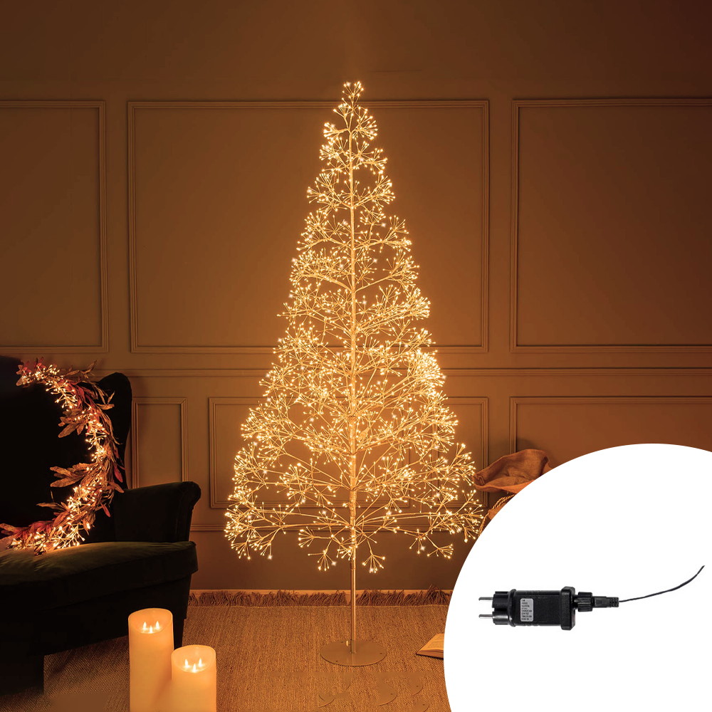 Foto principale Albero di Natale luminoso 984 Led in filo color oro 1,20 metri Bianco caldo 3000K a luce fissa e intermittente Wisdom