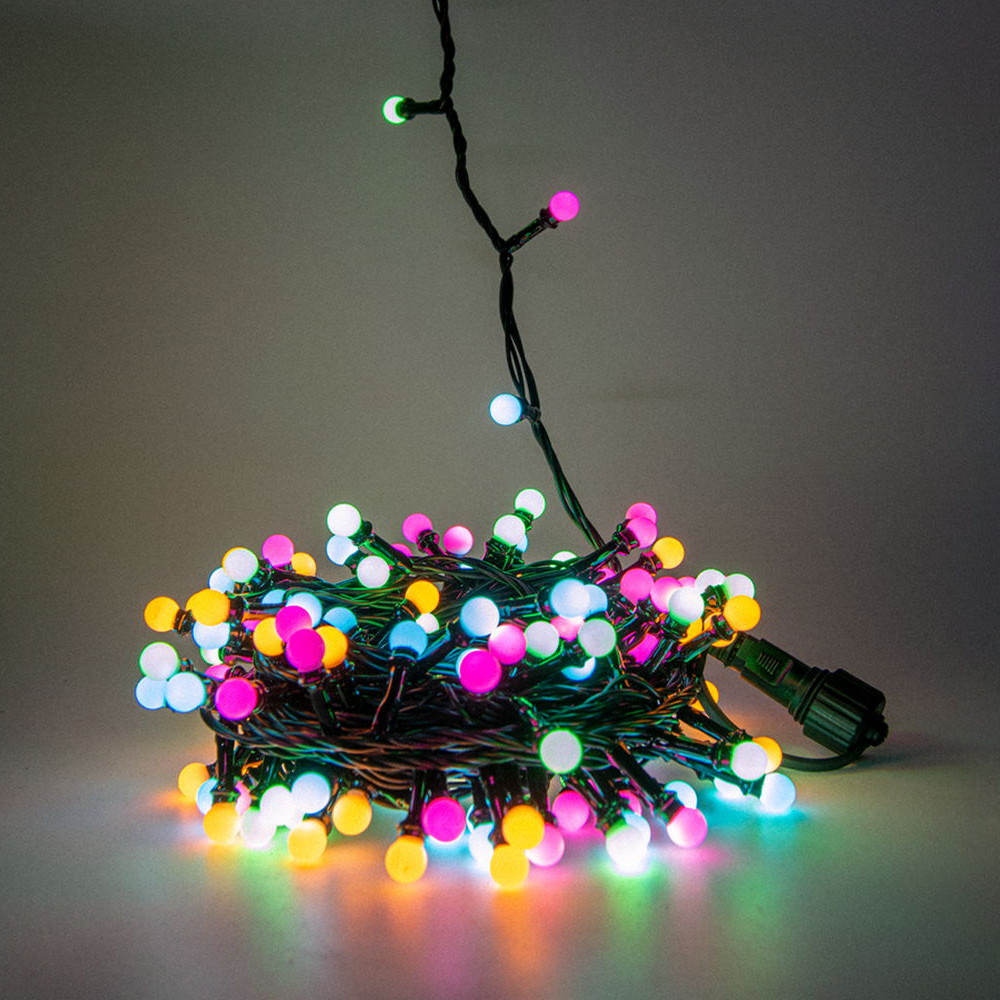 Catena decorata con 200 Perle a Led Multicolore 10 metri cavo nero Wisdom - Foto 1