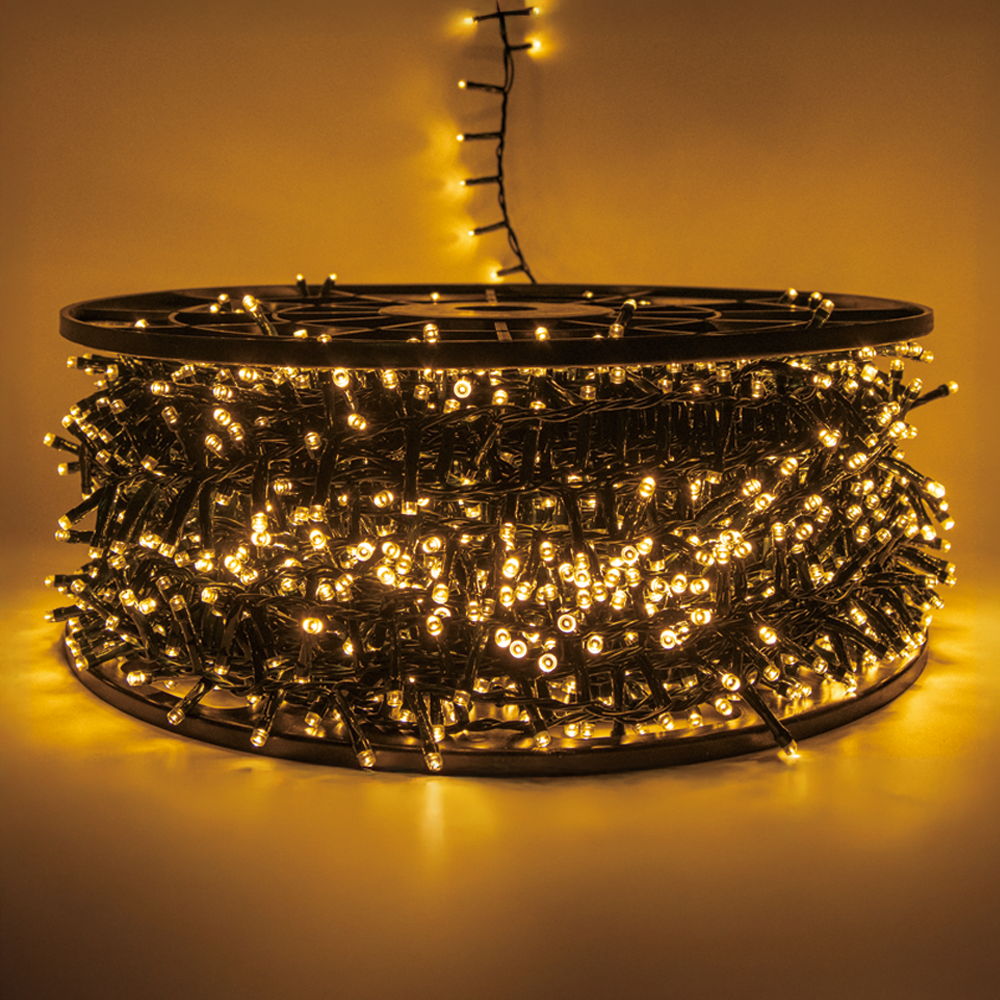 Catena di luci 100 metri da 4000 Led Bianco Caldo con cavo verde Wisdom - Foto 1