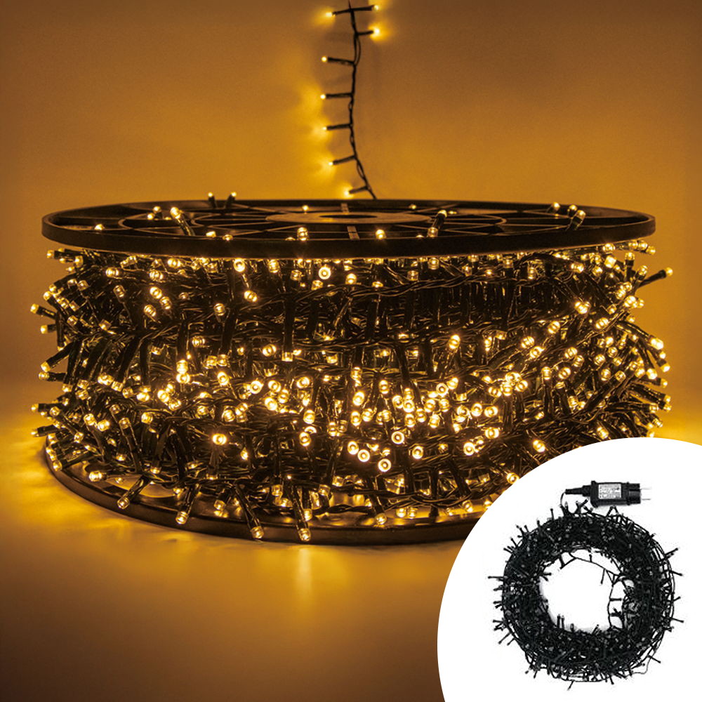 Foto principale Catena di luci 100 metri da 4000 Led Bianco Caldo con cavo verde Wisdom