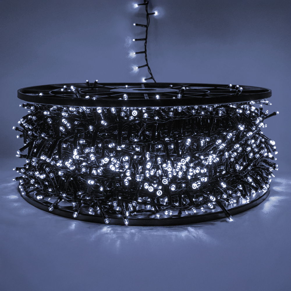 Catena di luci 100 metri da 4000 Led Bianco Freddo con cavo verde Wisdom - Foto 1