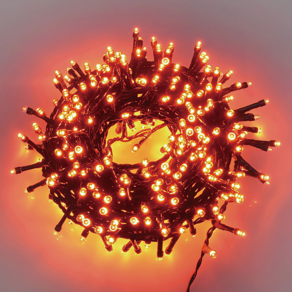 Catena di luci 28 metri da 500 Led Rosso fuoco con cavo verde Wisdom - Foto 1