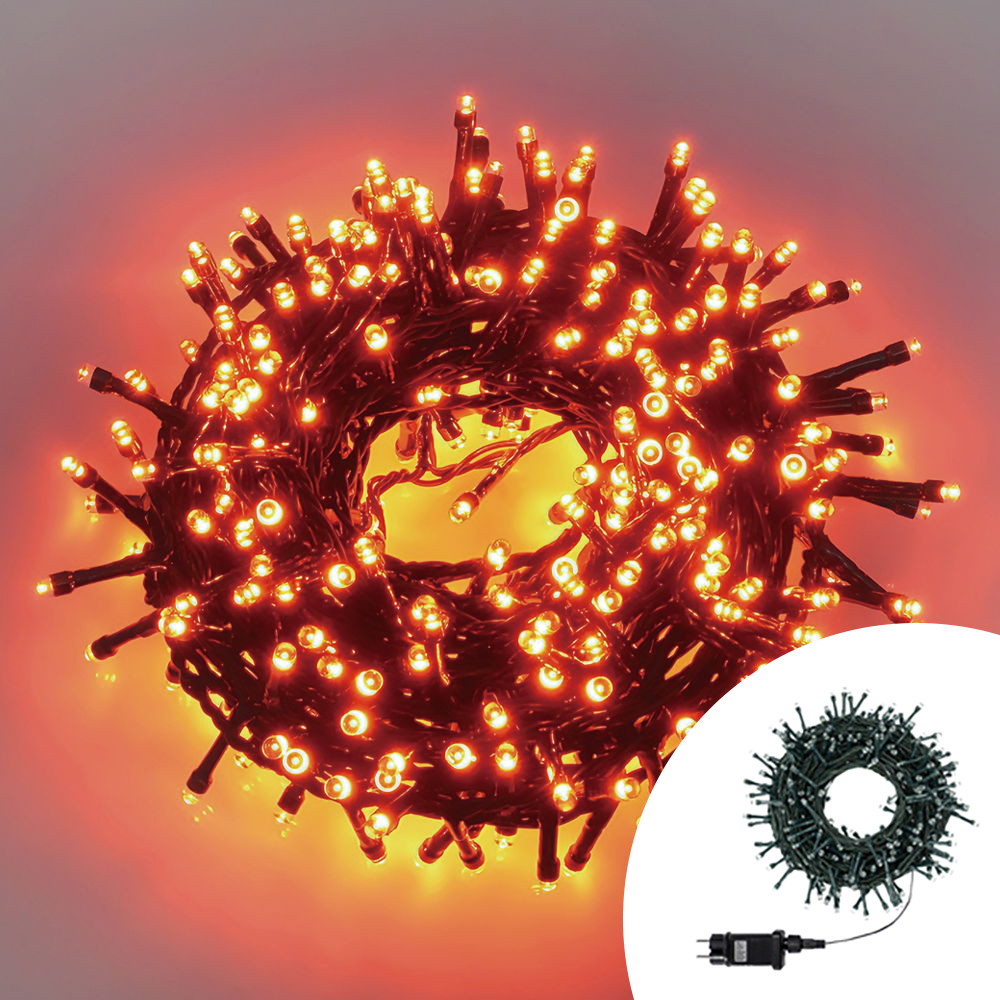 Foto principale Catena di luci 28 metri da 500 Led Rosso fuoco con cavo verde Wisdom