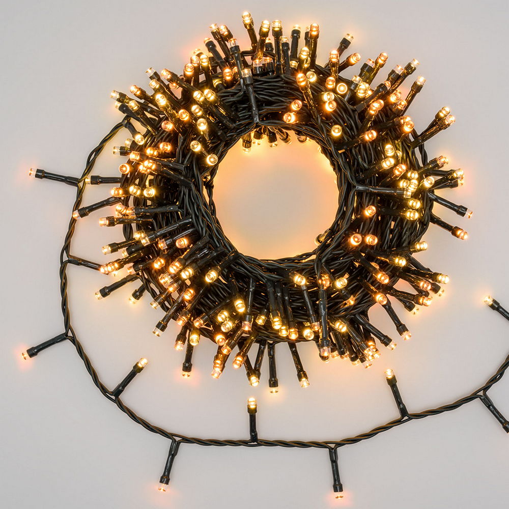 Catena di luci 42 metri da 840 Led Bianco Caldo e Giallo con cavo verde con telecomando Wisdom - Foto 1