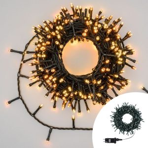 Foto principale Catena di luci 42 metri da 840 Led Bianco Caldo e Giallo con cavo verde con telecomando Wisdom