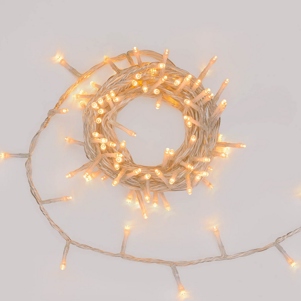 Catena di luci 50 metri da 1000 Led Bianco Caldo con cavo trasparente Wisdom - Foto 1