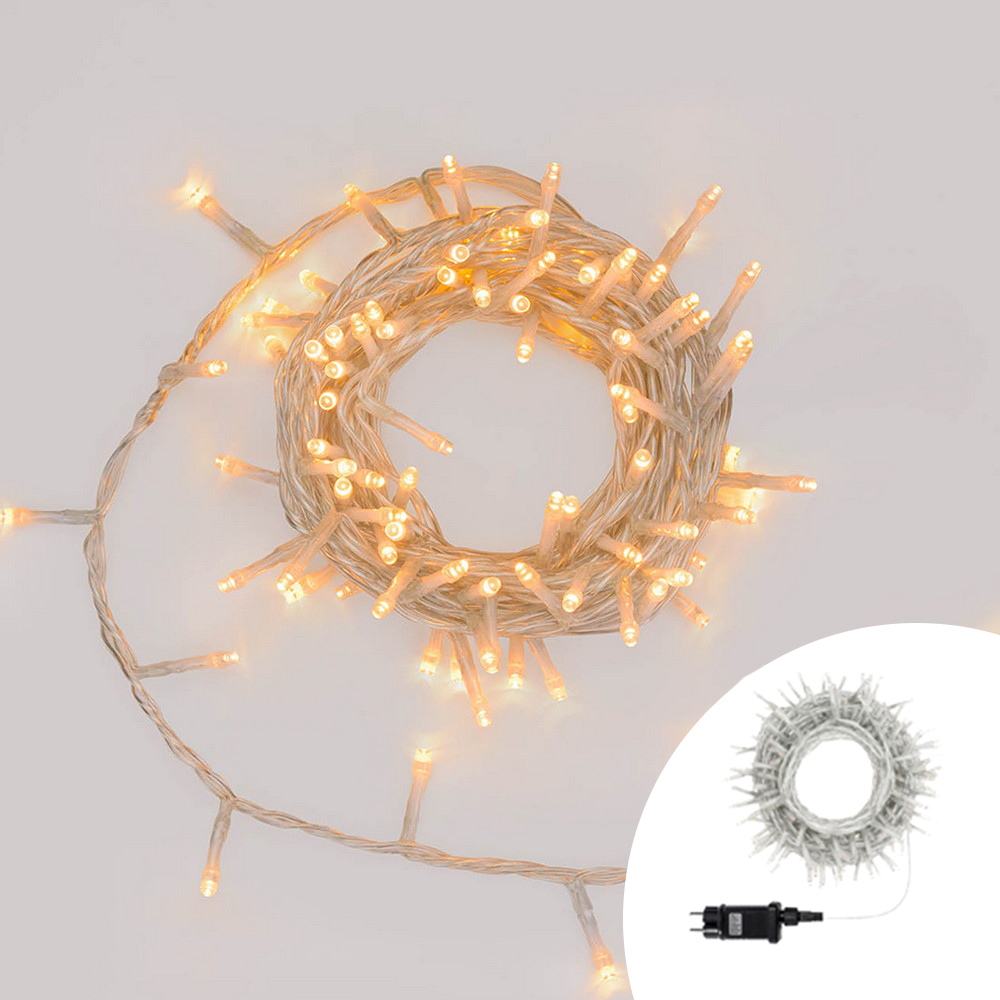 Foto principale Catena di luci 50 metri da 1000 Led Bianco Caldo con cavo trasparente Wisdom