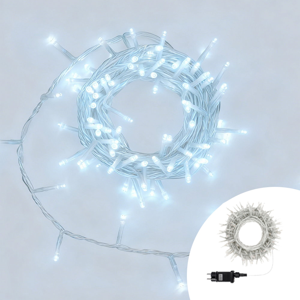 Foto principale Catena di luci 50 metri da 1000 Led Bianco Freddo con cavo trasparente Wisdom