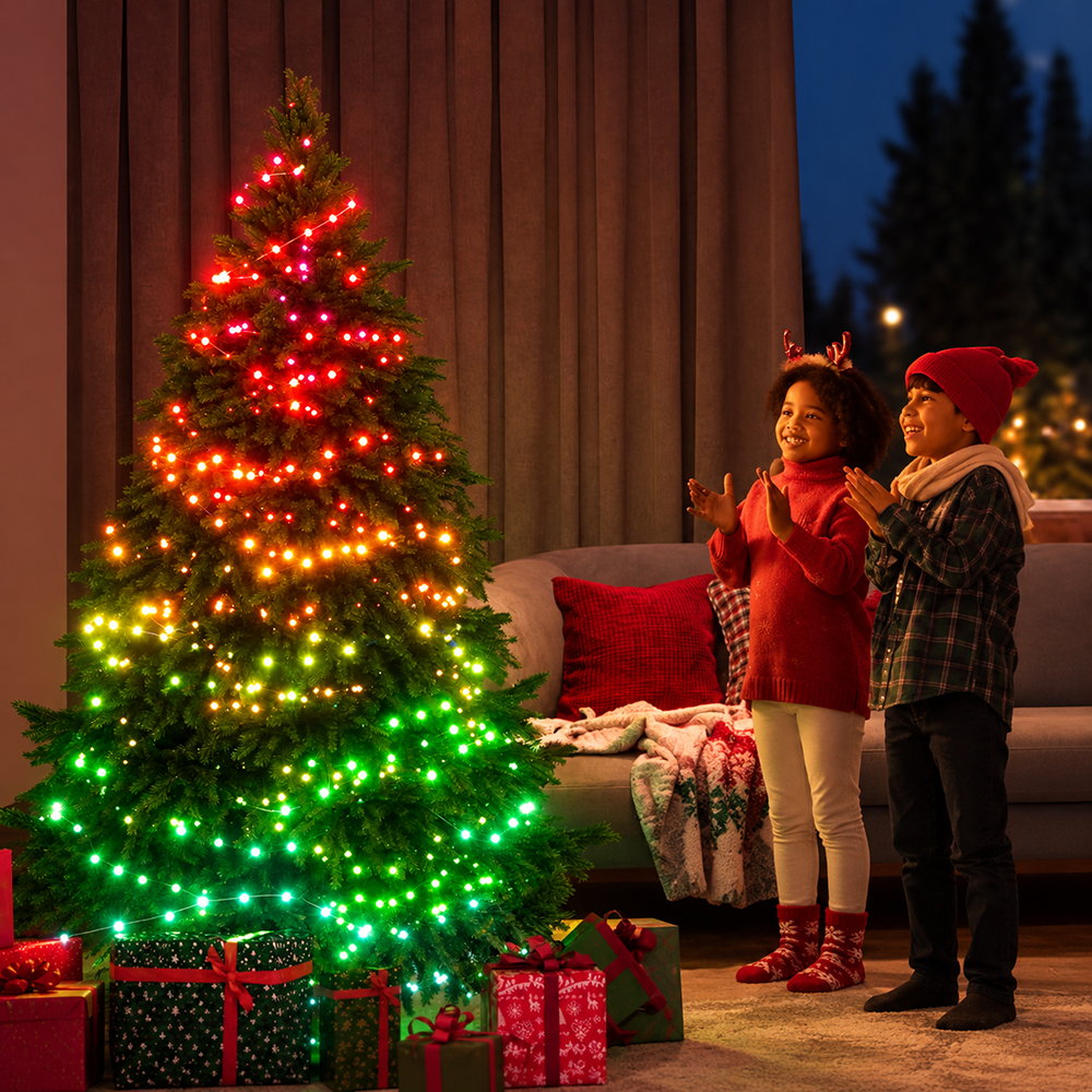 Catena di luci Led Smart 30 metri 300 Led RGBIC Wi-Fi cavo trasparente con telecomando Wisdom - Foto 1