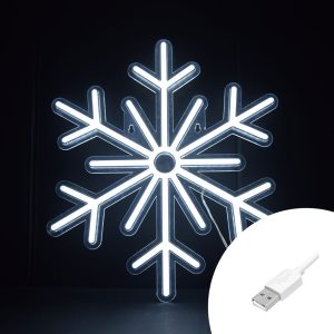 Foto principale Fiocco di neve luminoso da 38cm Neon Flex USB Bianco freddo da interno Wisdom