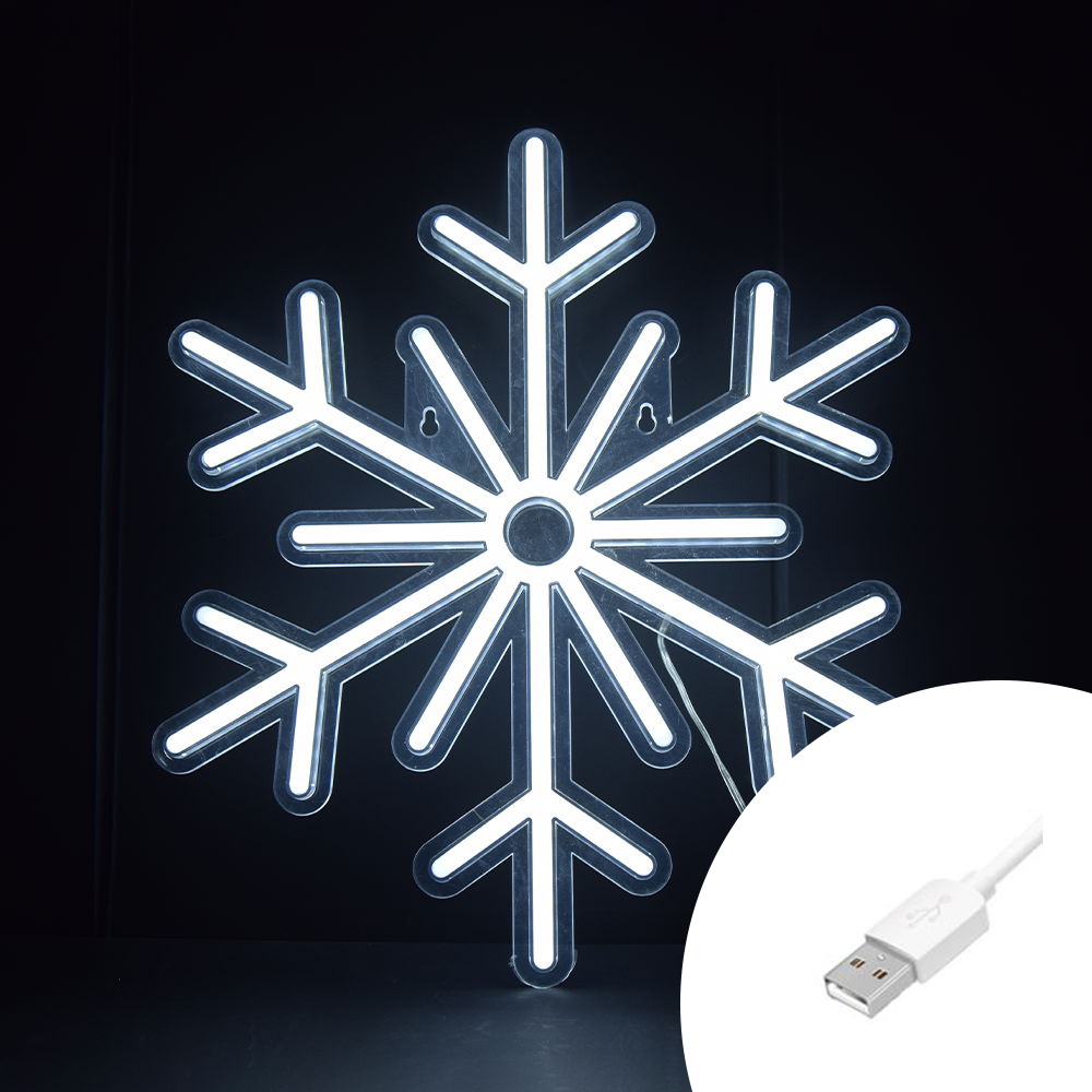 Foto principale Fiocco di neve luminoso da 38cm Neon Flex USB Bianco freddo da interno Wisdom