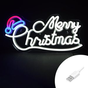 Foto principale Scritta luminosa Merry Christmas da 43x20cm Led Neon Flex USB da interno Wisdom