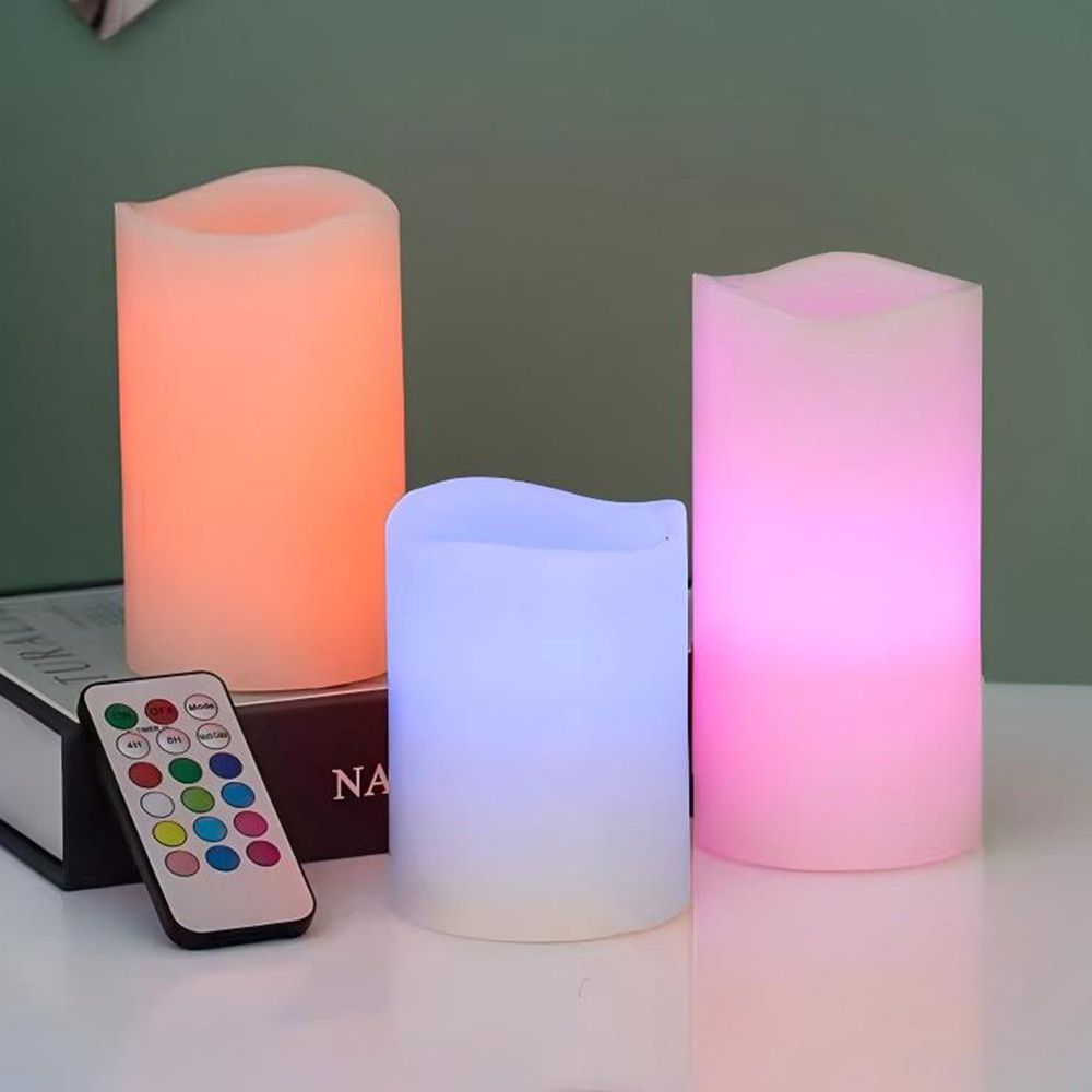 Foto principale Set 3 Candele Led RGB a batteria con telecomando Wisdom