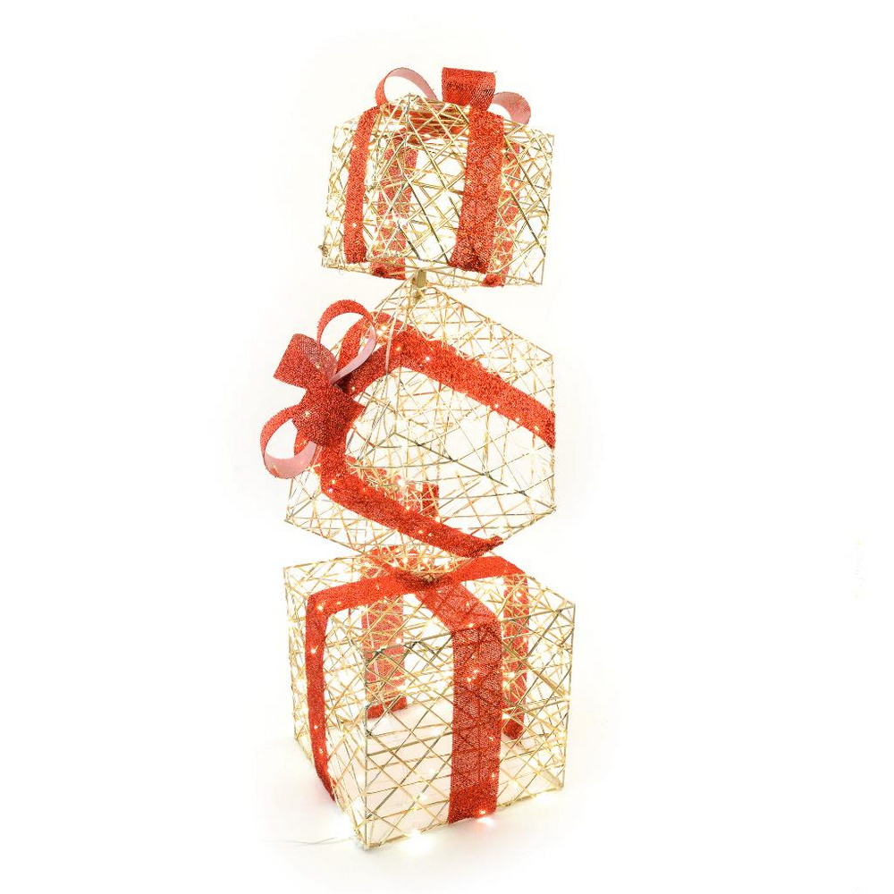 Set 3 Pacchi regalo 3D Oro 360 Led Bianco caldo 3 pezzi Mercury Home - Foto 1