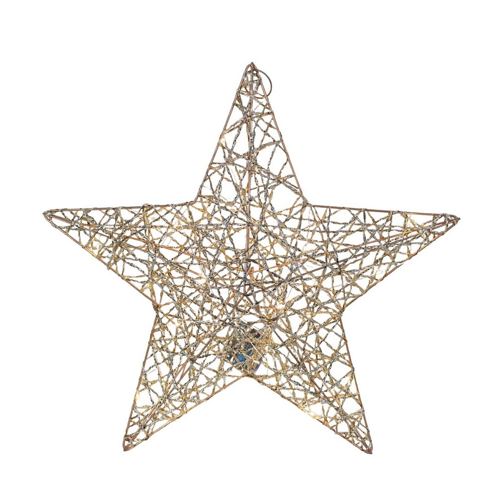 Stella luminosa 3D filo oro 36cm 30 Led Bianco Caldo a batteria Mercury Home - Foto 1