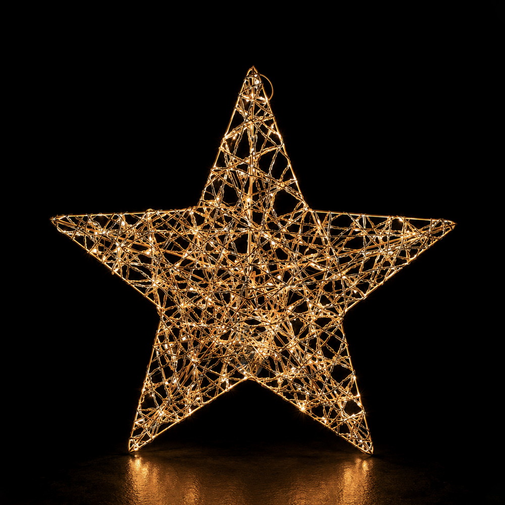 Foto principale Stella luminosa 3D filo oro 36cm 30 Led Bianco Caldo a batteria Mercury Home